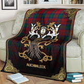 Auchinleck Tartan Crest Premium Blanket - Celtic Stag style